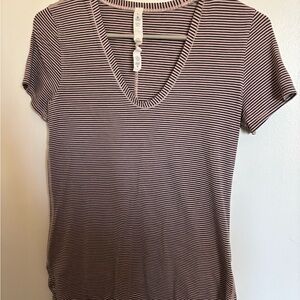 Lululemon Athletica Black and Pink Striped Active Shirt